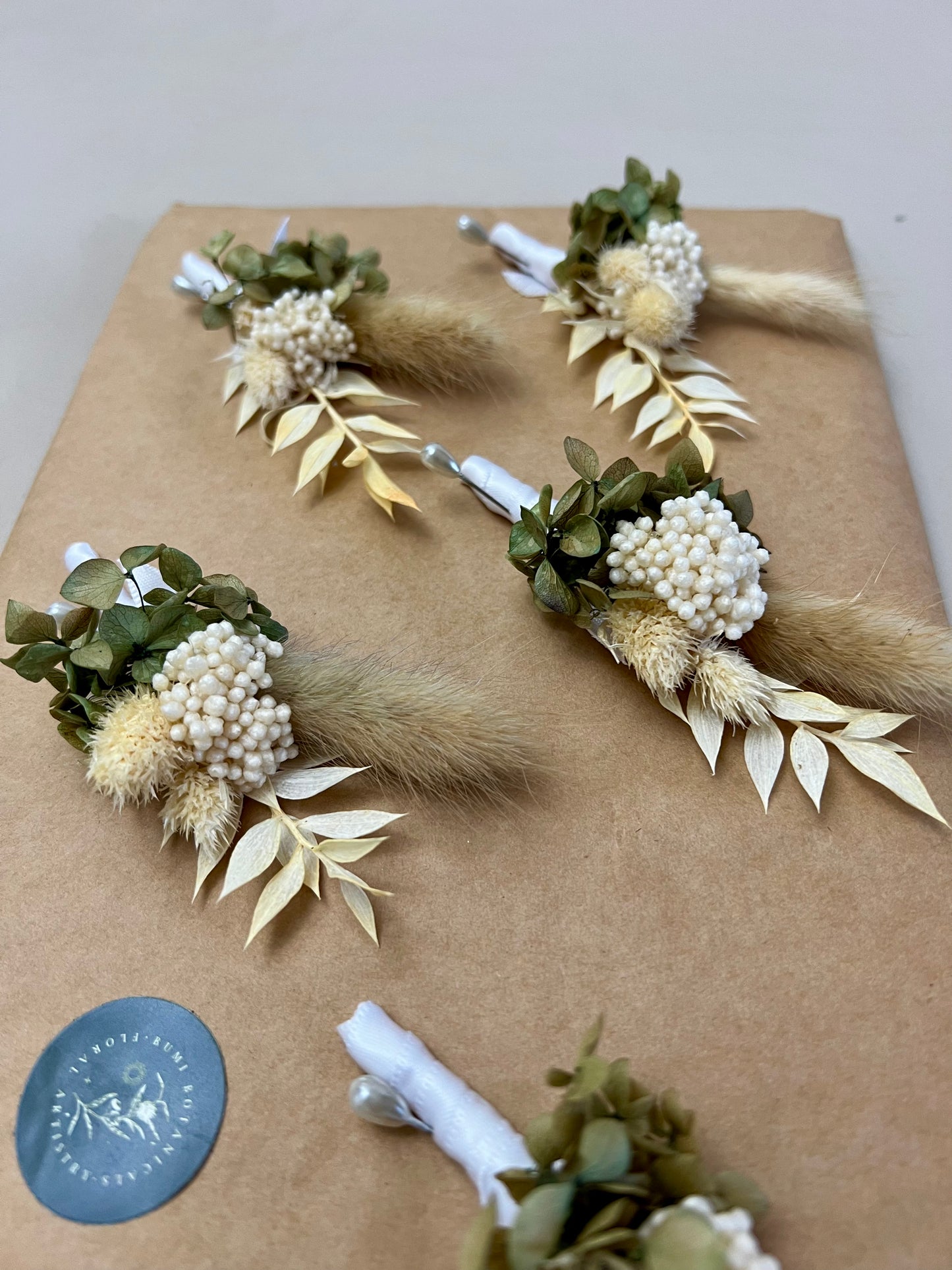 Dried Flower Buttonholes – Set of 6